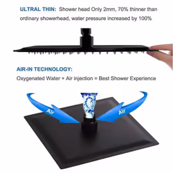 POP SANITARYWARE Matte Black Shower Faucet Set  Bathroom Rainfall Show