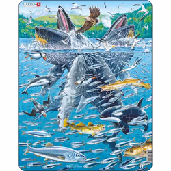 Larsen Maxi Humpback Whales in a school of herrings 140 pcs puzzle, 140 pc(s), Underwater