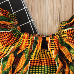 With Hairband Cute Baby Kids Girls Clothing African Boho Style Printed Long Rompers Jumpsuit - 6-12months