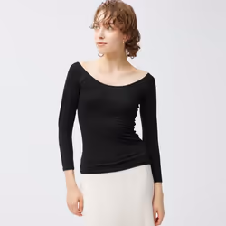 Gu STyle HeaT Wide Neck T 8 4 Sleeve - 09 BLACK/S