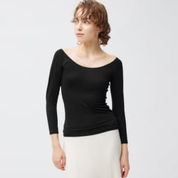 Gu STyle HeaT Wide Neck T  8 4 Sleeve - 09 BLACK/S