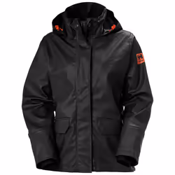 Helly-Hansen Womens Luna/Gale Waterproof Rain Jacket with Adjustable Packable Hood in Collar Pockets and Neoprene Cuffs Bl ...