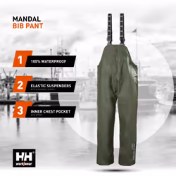 Helly-Hansen Workwear Mandal Waterproof Bib Overalls for Men Made of D