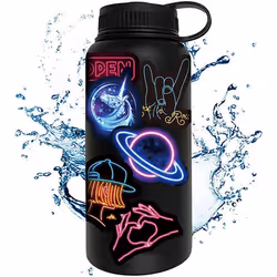100Pcs Cool Neon Light Stickers for Kids Teens Adults, Trendy Graffiti Waterproof Vinyl Neon Stickers Pack for Water Bottle,Skateboard, Luggage, Phone