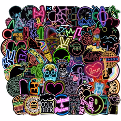 100Pcs Neon Style Stickers for Laptop, Cool Neon Light Stickers for Kids Teens , Waterproof Vinyl Stickers for Water Bottle,  ...