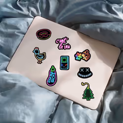 100Pcs Neon Style Stickers for Laptop, Cool Neon Light Stickers for Kids Teens , Waterproof Vinyl Stickers for Water Bottle, Guitar Skateboard,Phone