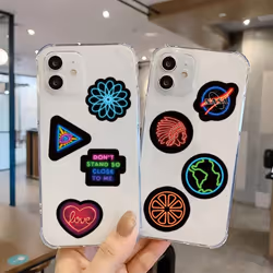 100 Pcs Cool Neon Light Stickers for  Teens Trendy Graffiti Waterproof Vinyl Neon Decals for Water Bottle, Guitar Skateboard, Luggage, Phone, Helme