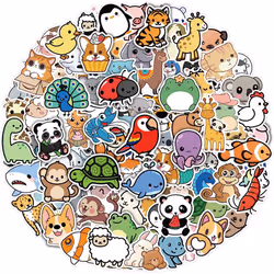 100 Pcs Cute Animal Stickers for Kids, Water Bottle Stickers Waterproof Vinyl Hydroflask Phone Skateboard Laptop Stickers, Ae ...