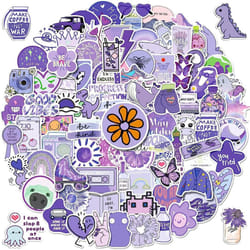 100Pcs Kawaii Purple Stickers for Water Bottles, Cute  Aesthetic Vinyl Stickers Waterproof Sticker, Laptop Guitar Stickers for Kids Teens (Purple)