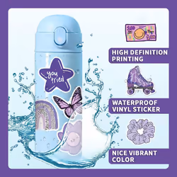 100Pcs Kawaii Purple Stickers for Water Bottles, Cute  Aesthetic Vinyl Stickers Waterproof Sticker, Laptop Guitar Stickers for Kids Teens (Purple)