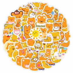 100 Pcs Orange Bear Theme Vinyl Waterproof Aesthetic Stickers  Laptop, Computer, Skateboard, Phone, Travel Case, Notebook for ...