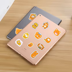 100 Pcs Orange Bear Theme Vinyl Waterproof Aesthetic Stickers  Laptop, Computer, Skateboard, Phone, Travel Case, Notebook for Teens Kids Girls Adults