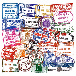 Vinyl Travel Immigration Postmark Stickers 50 Pcs Suitcase Stickers Pack Waterproof Decals for Water Bottle Laptops Ipad Cars ...