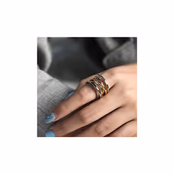 Intertwined Ring Enhancers for Women Statement  Ring Silver Gold Rose Gold Plated Ring Engraving Customized Personalized(8-Multicolor)