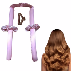 Heatless Hair Curlers For Long Hair, No Heat Silk Curls Headband-Pink