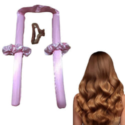 Heatless Hair Curlers For Long Hair, No Heat Silk Curls Headband-Pink