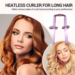 Heatless Hair Curlers For Long Hair, No Heat Silk Curls Headband-Pink