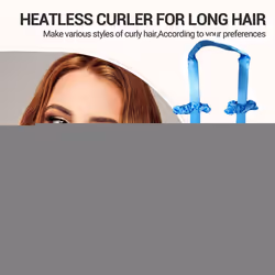 Heatless Hair Curlers For Long Hair, No Heat Silk Curls Headband-Blue