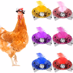 6 Pieces Chicken Hats For Hens Tiny Pets Funny Chicken Accessories Feather Top Hat With Adjustable Elastic-Shape1