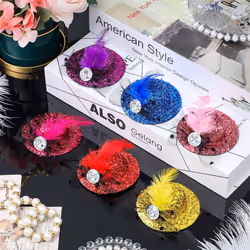 6 Pieces Chicken Hats For Hens Tiny Pets Funny Chicken Accessories Feather Top Hat With Adjustable Elastic-Shape1