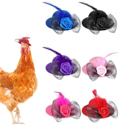 6 Pieces Chicken Hats For Hens Tiny Pets Funny Chicken Accessories Feather Top Hat With Adjustable Elastic-Shape2