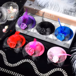 6 Pieces Chicken Hats For Hens Tiny Pets Funny Chicken Accessories Feather Top Hat With Adjustable Elastic-Shape2
