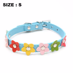 Girl Puppy Collars Pink Dog Collar With Rhinestone Bow Knot Crystal Diamond Colorful Flower-Blue