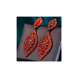 Women's Rhinestone Crystal Wedding Bridal 2 Leaf Drop Dangle Chandelier Earrings