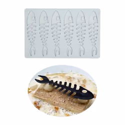 Fish bone shaped silicone mold, chocolate can, heart fish bone can, food cooking decoration mold, polymer mold (6.4x4.36x0.12 ...