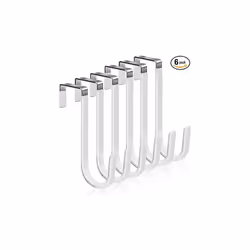 6 Pack Over The Door Hooks, Soft Rubber Surface Prevents Scratches, White Door Hooks for Bathroom, Living Room, Kitchen Hangi ...