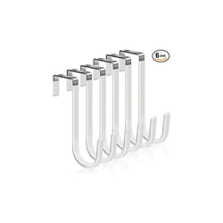 6 Pack Over The Door Hooks, Soft Rubber Surface Prevents Scratches, White Door Hooks for Bathroom, Living Room, Kitchen Hanging Clothes, Towels