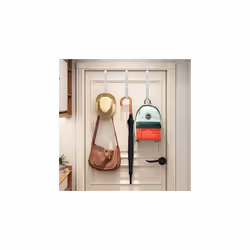 6 Pack Over The Door Hooks, Soft Rubber Surface Prevents Scratches, White Door Hooks for Bathroom, Living Room, Kitchen Hanging Clothes, Towels