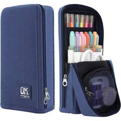 Standing Pencil Case Large Capacity Pen Bag, Multi-Layer Pen Pouch Pencil Holder Stationery Organizer,Polyester Pencil Bag Storage Box Desk Organizer