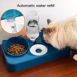 3 in 1 Cat Bowl, Cat Food Dispenser, Cat Bowl Dog Bowl, Cat Feeders and Drinkers, Double Dog Bowl Cat Food Dispenser (Blue)