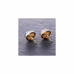 Aretes Para Hombre 14K Gold Plated 925 Sterling Silver Iced out CZ Hypoallergenic Round Screw Back Stud Earrings for Men