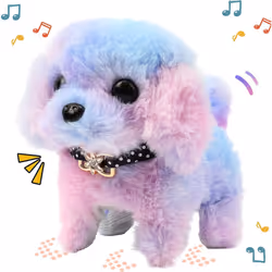 Walking Puppy Stuffed Animal Interactive Rainbow Dog Barking Tail Wagging Head Nodding Educational Plush Toy Easter Christmas ...