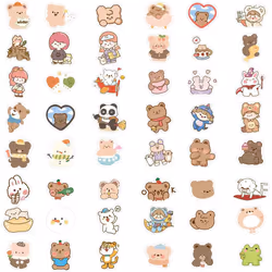 Cartoon 100Pcs Cute Kawaii Korean Bear Sticker, Waterproof Vinyl Aesthetic Stickers for Water Bottle, Notebook, Laptop, Decorative Gifts for Kids
