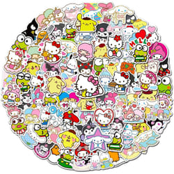 100 Pcs Kawaii Stickers for Kids,Cute Stickers Waterproof Vinyl for Water Bottle,Laptop,Phone,Skateboard.Sticker Pack for Teens (Hello KT)