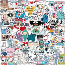 100PCS Nurse Stickers,Waterproof Nursing Sticker for Water Bottles, Vinyl Medical Stickers,Great Gift for Nurses Students