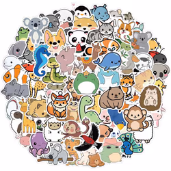 100 Pieces of Cute Kids Animal Stickers. Waterproof Vinyl Stickers - for laptops, water bottles, skateboards, mobile phones, ...