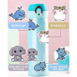 100 Pieces of Cute Kids Animal Stickers. Waterproof Vinyl Stickers - for laptops, water bottles, skateboards, mobile phones, guitars, teenagers