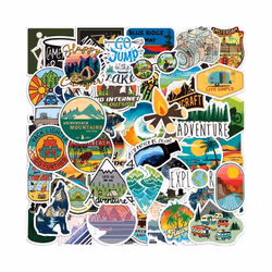50pcs camping stickers, waterproof vinyl stickers, laptops, tablets, mobile phones, water bottles, bicyclesluggagecomputerscu ...