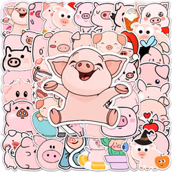 50pcs cute pig stickers, waterproof vinyl stickers, cute and fun stickers, laptops, tablets, phones, water bottles, bicycles, ...