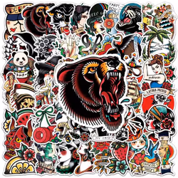 50 "Tattoo Stickers" Graffiti Vinyl Waterproof Stickers Colorful Sticker Pack Laptop, Mobile Phone, Skateboard, Luggage, Wate ...