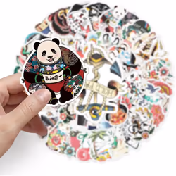 50 "Tattoo Stickers" Graffiti Vinyl Waterproof Stickers Colorful Sticker Pack Laptop, Mobile Phone, Skateboard, Luggage, Water Bottle