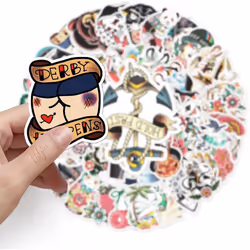 50 "Tattoo Stickers" Graffiti Vinyl Waterproof Stickers Colorful Sticker Pack Laptop, Mobile Phone, Skateboard, Luggage, Water Bottle
