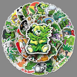 50 pieces of "Creative Trend Green Style" graffiti vinyl waterproof stickers for laptops, mobile phones, skateboards, luggage, water bottles