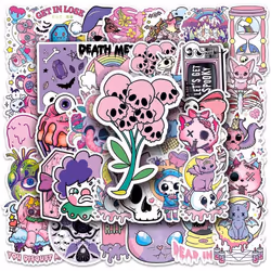 50 Personalized Pink Gothic Skull Graffiti Vinyl Waterproof Stickers for Laptops, Mobile Phones, Skateboards, Luggage Cases, ...