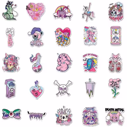 50 Personalized Pink Gothic Skull Graffiti Vinyl Waterproof Stickers for Laptops, Mobile Phones, Skateboards, Luggage Cases, Water Bottles