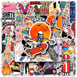 50 pieces of "Skull Skateboarding" graffiti vinyl waterproof stickers for laptops, mobile phones, skateboards, luggage, water ...
